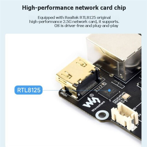 Waveshare PCIe to M.2 Multifunctional Adapter Board RTL8125 2.5GbE Ethernet Controller 4K Output for Raspberry Pi 5 2