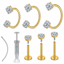18G Pferdehuf-Nasenringe mit Flachem Rücken Labret-Stiften und Werkzeug für Geheilte Nasen-, Septum-, Lippen- und Ohrpiercings