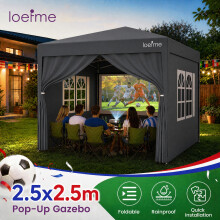 Gazebo 2.5x2.5m Pop Up Heavy Duty Waterproof Market Stall with 4 Sidewalls -Grey