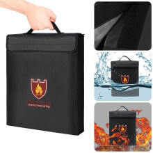 Fireproof Waterproof Document Bag Secret File Protect Pouch Money Safe Handbag