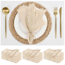 Cotton Linen Napkins 16 x 16 Inch 12 Pack