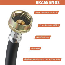 Rubber Washing Machine Y Hose, 3/4 Inch Brass Fittings, 1 Ft (12 Inch) Length Hot and Cold Water Y Mixer Hose Connector