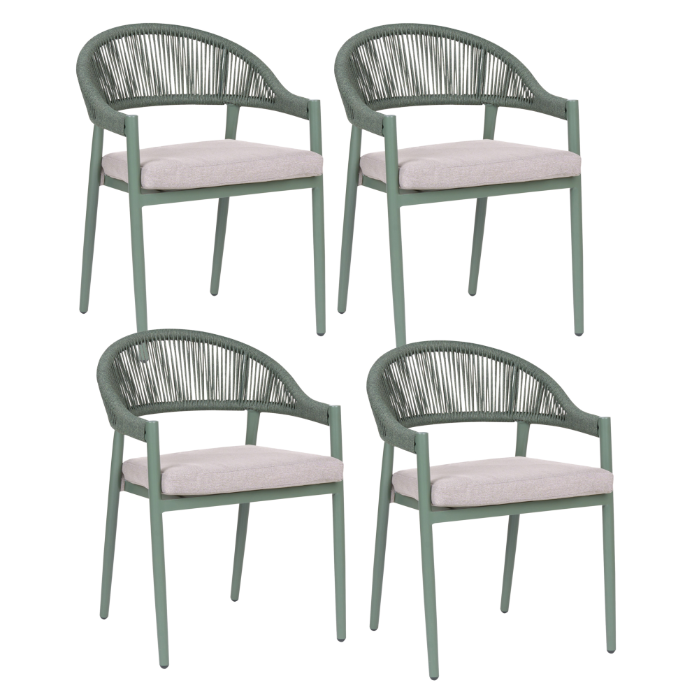 Photos - Garden Furniture Beliani Set of 4 Garden Chairs with Cushions ORMEA Metal Green 