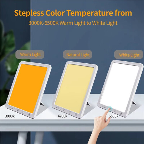 Portable LED Daylight Lamp 10000 Lux with Memory Function 6 Timer Setting 5-Level Brightness 3 Color Temperature Us Plug 2