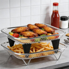 Airfryer Accessories, Hot Air Fryer Accessories, Square, Stackable Airfryer Grid for Hot Air Fryer, Stainless Steel 304