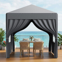 2x2M Heavy Duty Gazebo Marquee Pop UP Waterproof Garden Party Tent w/ Sides Grey