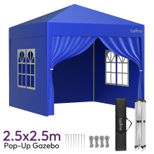Gazebo 2.5x2.5m Pop Up Gazebo Heavy Duty Gazebo Waterproof Market Stall w/ Sides