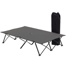 Double Camping Cot Bed, with Bag - Charcoal Grey