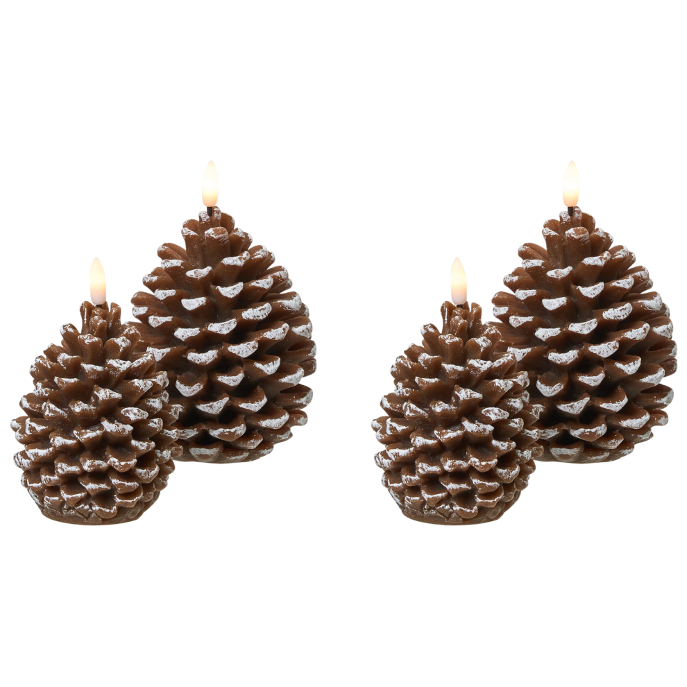 Photos - Garden & Outdoor Decoration Beliani Set of 4 LED Candles IVRESSE Pinecone 15/12 cm Brown 