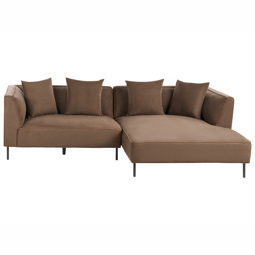 Photos - Sofa Beliani Corner  3 Seater SATER Fabric Brown Left Hand 