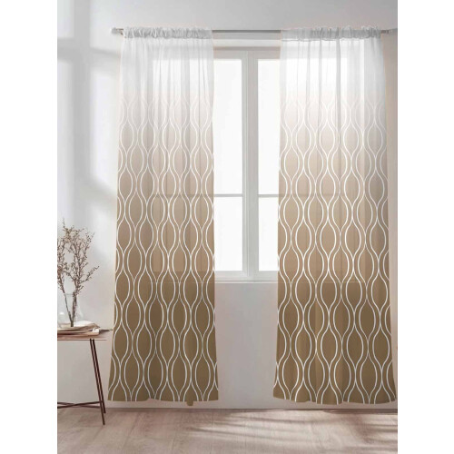 Sheer Curtains Abstract Brown Gradient 52x108 in 2 Panels 1