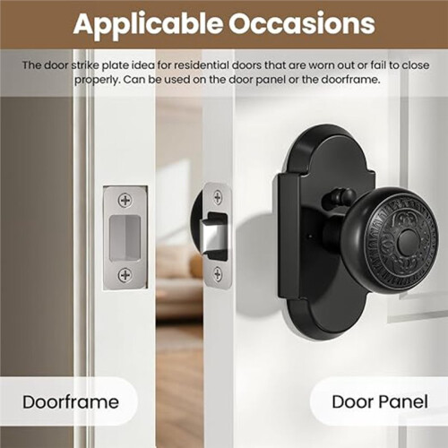 2 Sets Deadbolt Strike Plate 1"X2-1/4" Round Corner - 4 Plates + 2 Dust Boxes, Brushed Silver Door Backplate 2