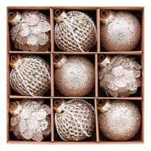 9pcs Painted Foam Christmas Ornaments Luxury Handmade Christmas Tree Party Decoration New Christmas Spheres E