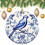 Ceramic Christmas Ornament Blue White Bird Flower Design 3 1