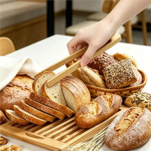 Pinze In Bambù per Tostare, Pinze In Legno con Design Antiscivolo, Pinze da Cucina per Servire Insalate, Pane e Cibo