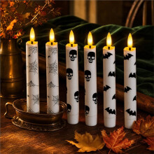 6 Piezas de Velas en Forma de Candelabro Sin Llama Operadas por Batería Velas LED Centro de Mesa Embrujado para Decoración de Mesa de Fiesta