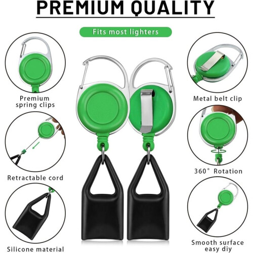 8 Pcs Retractable Lighter Clip, Lighter Holder Keychain with Clip (8 Colors) 2