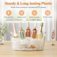6.5L Large Ice Bucket Set of 2 - Clear Acrylic Drink Tub with 2 Scoops for Party, Wine, Beer & Cocktail Bar
