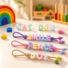 52PCS A-Z Buchstabenperlen mit Horizontalem Loch, Acryl DIY Alphabet BagCharm, Ideal für Armbänder, Schlüsselanhänger, Taschenanhänger DIY