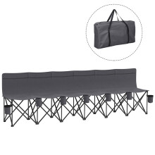 6 Seater Folding Camping Chair with Cup Holder & Carry Bag - Charcoal Grey