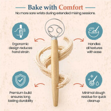 Dänischer Teigschneider, Edelstahl mit Ergonomischem Holzgriff für Handwerkliches Backen