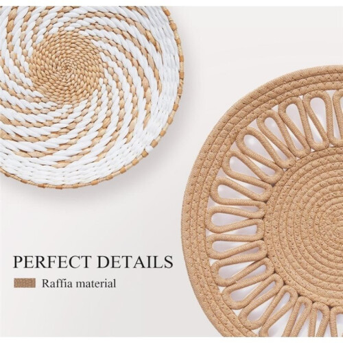 8 Pcs Boho Wall Basket Decor Decorative Bulrush Woven Basket Wall Decor Boho Wall Art Round Wall Hanging Baskets 2
