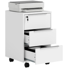 Three-Drawer Locking Filing Cabinet - White