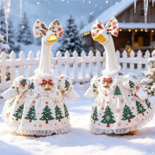 Disfraz de Ganso Navideño, Vestido de Ganso para Decoración Exterior para Estatua de Jardín de Plástico/Cemento de 23" en el Patio