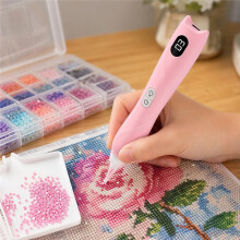 Electric Diamond Art Painting Pen - Wireless Vacuum Tool with LED Light & Type-C Charging