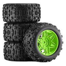 4PCS RC for Truck Wheels Tires 90x45mm for 1/14 1/16 MJX E-Revo Arrma Kraton Upgrade Parts Green