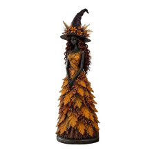 Figurine de Sorcière D'Automne Enchantée, Ornement de Sorcière D'Automne pour Halloween, Sculpture de Sorcière en Résine Rustique A