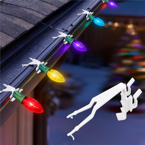 Gutter Clips for Hanging Outdoor Lights, Drain Channel Clamp Fits Gutter Guards Light Clips,Mesh Gutter Guard Compatible 1