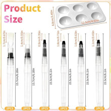 12 Pcs Refillable Watercolor Brush Pens with Palette, Fine & Flat Nylon Tips for Painting & Travel Art