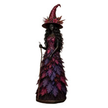 Enchanted Autumn Witch Figurine,Autumn Witch Figurine Halloween Ornament,Resin Witch Sculpture Rustic B