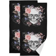 Skull Hand Towel Set 2-Pack Soft Absorbent Halloween Towels