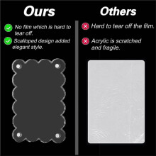 10 Pack 2.36 X 3.54 Inch Acrylic Fridge Magnetic Frame Scalloped, Double Sided Frame, Magnet Picture Frames
