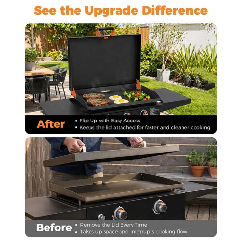 Hinge & Handle Kit for Blackstone Griddles - Effortless Flip- Hood Accessory for 28"/36"/44" Models 1
