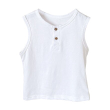 Cotton Tank Top Sleeveless Crewneck Button Blouse for Girls