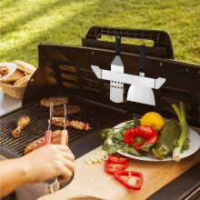 2Pcs Stainless Steel Griddleatula Holder Griddle Tool Holder Barbecue Tool for Long Spatula, Slotted Spatula