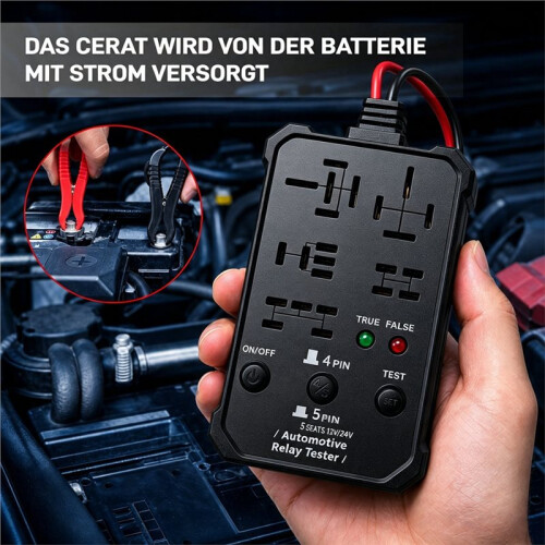 DW960 Automobilrelaisprüfer 12V-24V Auto-Relais-Diagnosetool, Relaisprüfer mit Batterieklemmen, Relaisprüfset 1