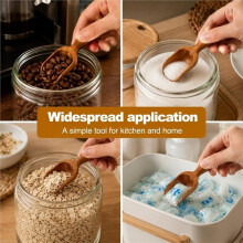 Cuillères en Bois Naturel pour Bocaux, Cuillère en Bois pour Pots de Rangement de Cuisine pour Grains de Café, Thé, Poudre, Sel de Bain