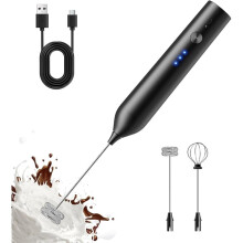 Rechargeable Milk Frother 3 Speed Handheld Electric Whisk Stainless Steel Drink Mixer for Latte Cappuccino Hot Chocolate