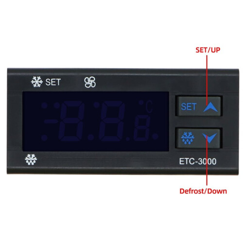 ETC-3000  Digital Temp Controller with Dual NTC Sensors, 220V Refrigeration Defrost Fan Controller 2