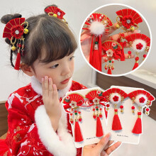 Polyester Hair Clips for Girls Red Cute Design