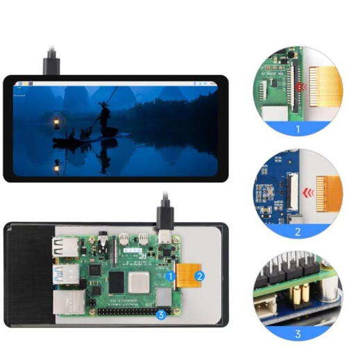 6.25-Inch  Capacitive Touchscreen, 720x1560 Pixels, Driver-Free, Compatible for Raspberry Pi 5/4/3/Zero 1