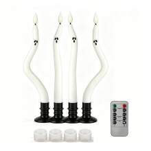 4 Peças Decorações de Halloween Internas Velas de Fantasma com Controle Remoto, Fantasmas 3D Fofos e Assustadores