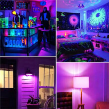 2 Pcs Bombilla de Luz Negra LED E27 A19 9W Luz Negra UV UVA 395nm Brilla en la Oscuridad para Fiestas de Máscaras con Luces Negras B