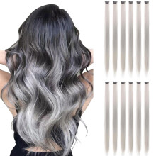 Colored Clip-In Hair Extensions Straight Synthetic 12 pcs