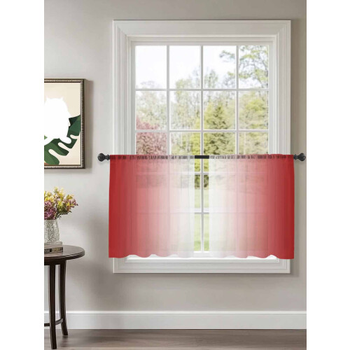 Sheer Curtains Red White Gradient Light Filtering Voile 1
