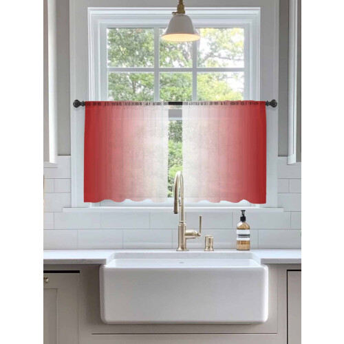 Sheer Curtains Red White Gradient Light Filtering Voile 2